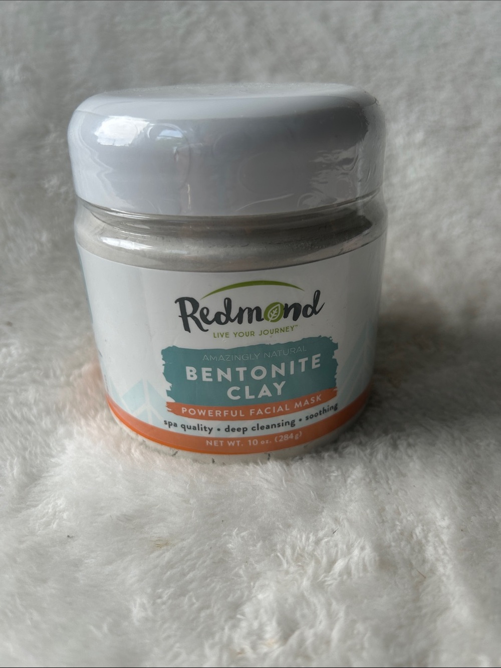 Redmond Bentonite Clay Facial Mask - White/Teal/Orange Jar